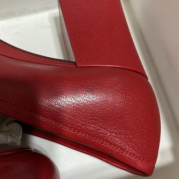 Gucci Goatskin Houdan Mid Heel Platform Loafers Hibiscus Red - Picture 9 of 9